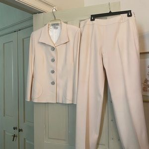 Off white or winter white wool suit by Carlisle size 10